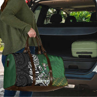 New Zealand and South Africa Rugby Custom Travel Bag Maori Tiki Fern Springboks Kente Pattern LT14 - Polynesian Pride