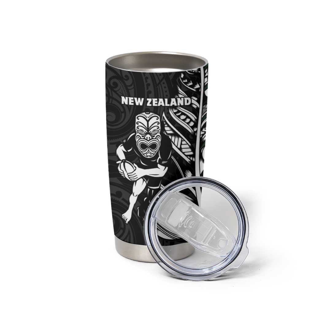 New Zealand and South Africa Rugby Tumbler Cup Maori Tiki Fern Springboks Kente Pattern LT14 - Polynesian Pride
