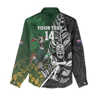New Zealand and South Africa Rugby Custom Women Casual Shirt Maori Tiki Fern Springboks Kente Pattern LT14 - Polynesian Pride