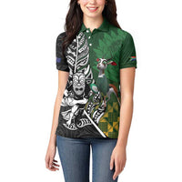 New Zealand and South Africa Rugby Custom Women Polo Shirt Maori Tiki Fern Springboks Kente Pattern LT14 - Polynesian Pride
