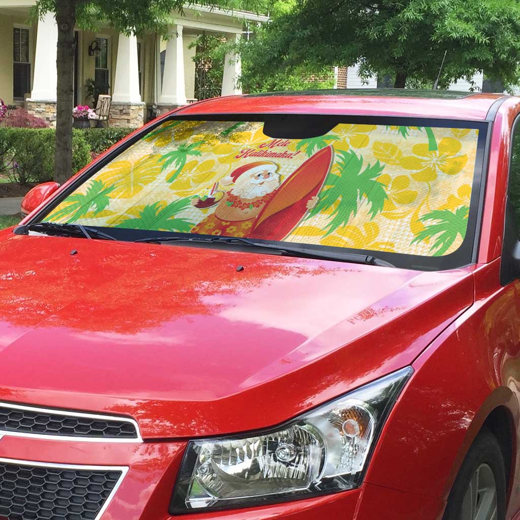 Aloha Hawaii Christmas Auto Sun Shade Mele Kalikimaka Funny Santa Palaka Quilt Motifs - Polynesian Pride