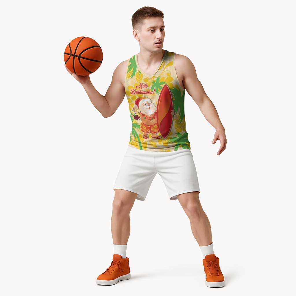 Aloha Hawaii Christmas Basketball Jersey Mele Kalikimaka Funny Santa Palaka Quilt Motifs - Polynesian Pride
