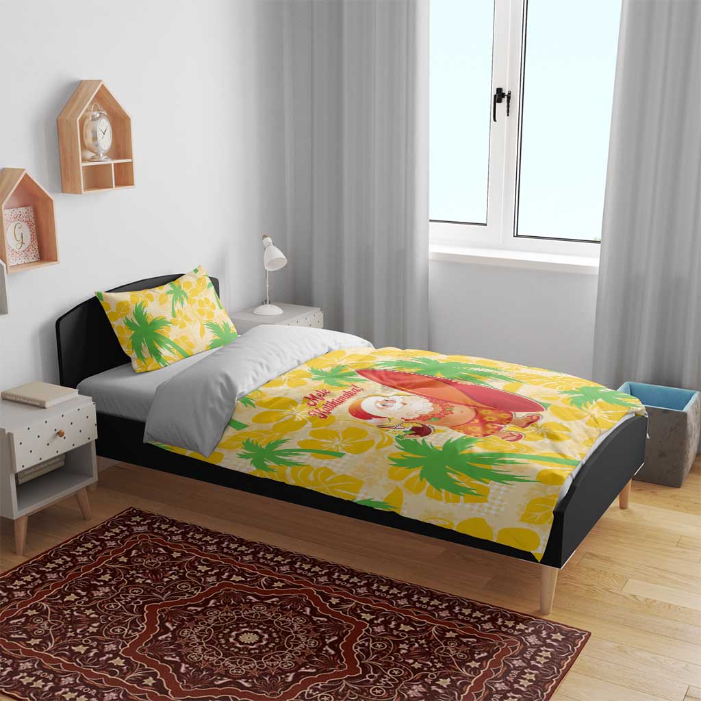 Aloha Hawaii Christmas Bedding Set Mele Kalikimaka Funny Santa Palaka Quilt Motifs - Polynesian Pride