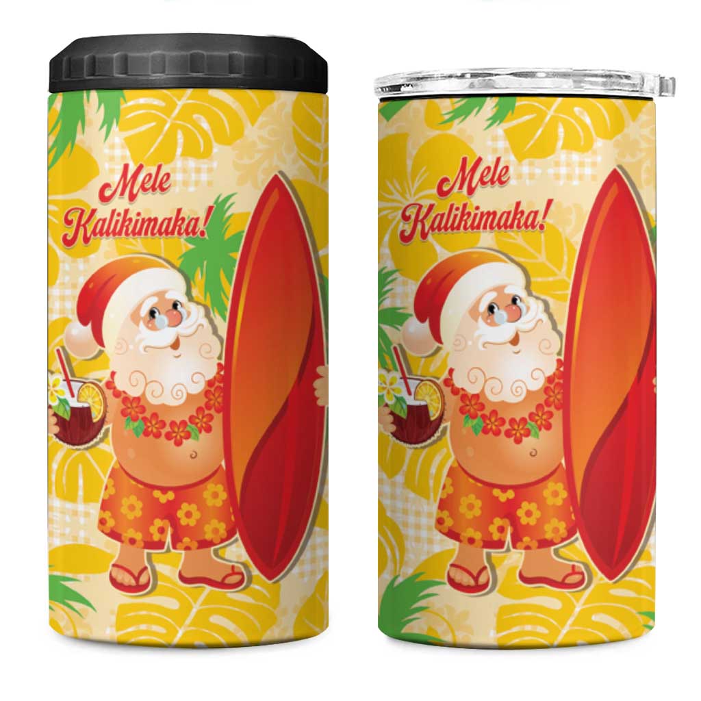 Aloha Hawaii Christmas 4 in 1 Can Cooler Tumbler Mele Kalikimaka Funny Santa Palaka Quilt Motifs LT14 One Size: 16 oz Yellow - Polynesian Pride