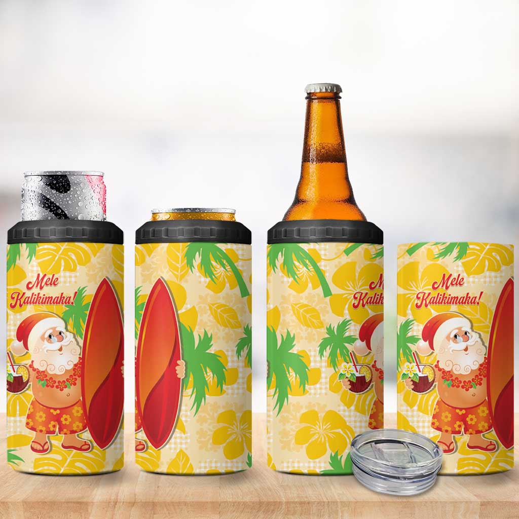Aloha Hawaii Christmas 4 in 1 Can Cooler Tumbler Mele Kalikimaka Funny Santa Palaka Quilt Motifs LT14 - Polynesian Pride