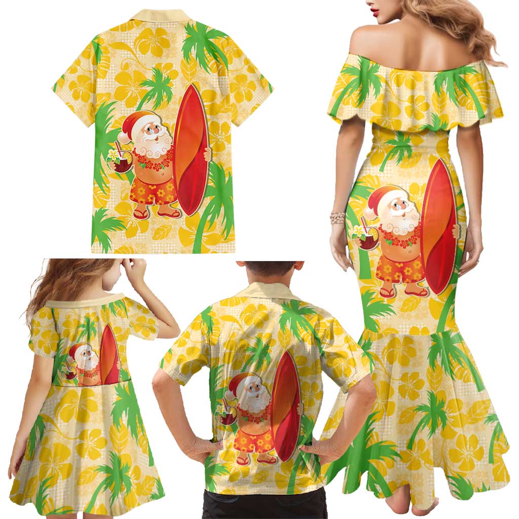 Aloha Hawaii Christmas Family Matching Mermaid Dress and Hawaiian Shirt Mele Kalikimaka Funny Santa Palaka Quilt Motifs LT14 - Polynesian Pride