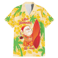 Aloha Hawaii Christmas Family Matching Mermaid Dress and Hawaiian Shirt Mele Kalikimaka Funny Santa Palaka Quilt Motifs LT14 Dad's Shirt - Short Sleeve Yellow - Polynesian Pride