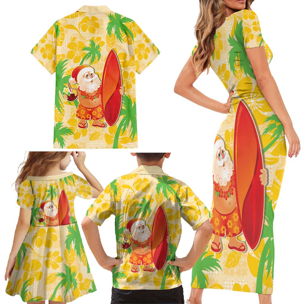 Aloha Hawaii Christmas Family Matching Short Sleeve Bodycon Dress and Hawaiian Shirt Mele Kalikimaka Funny Santa Palaka Quilt Motifs LT14 - Polynesian Pride