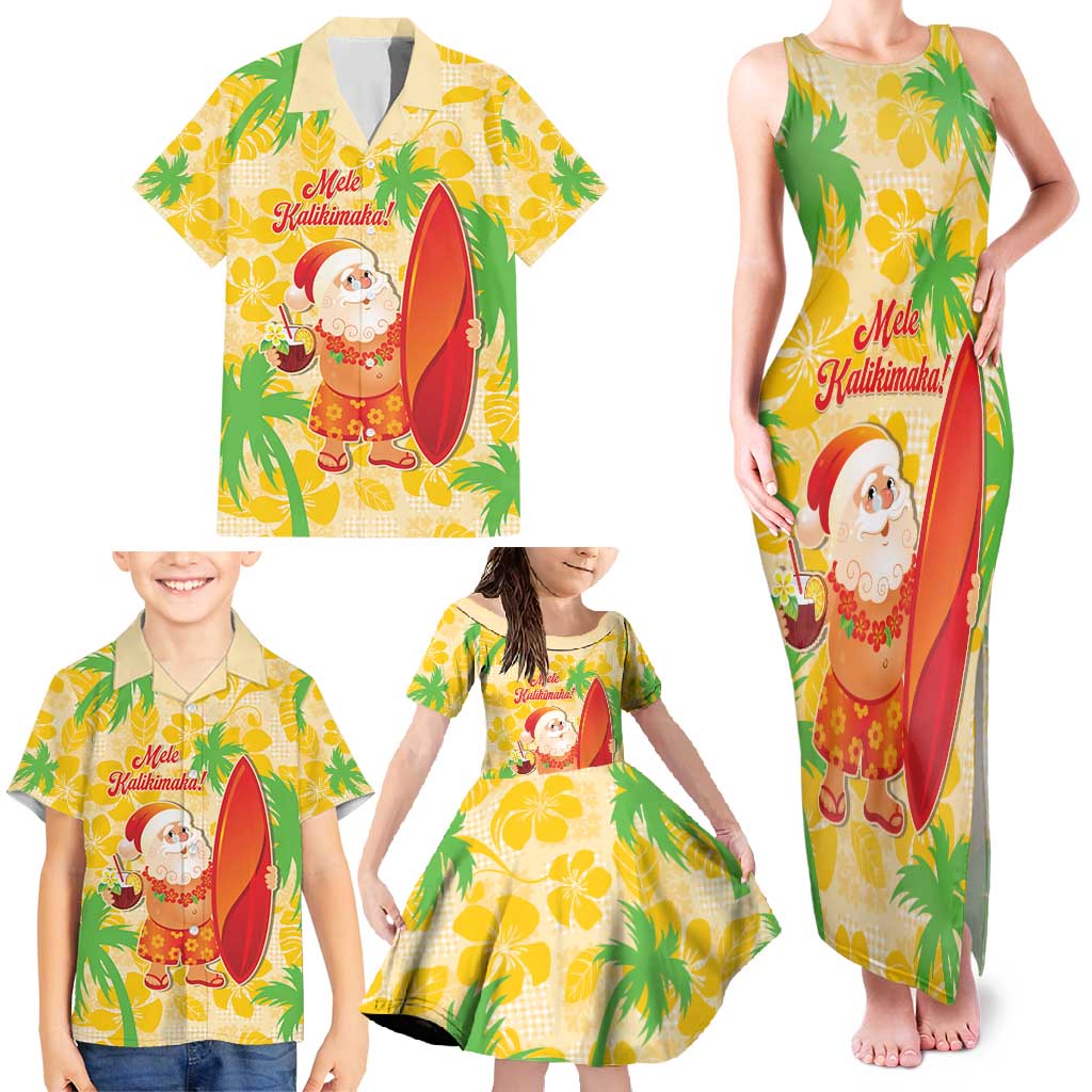 Aloha Hawaii Christmas Family Matching Tank Maxi Dress and Hawaiian Shirt Mele Kalikimaka Funny Santa Palaka Quilt Motifs LT14 - Polynesian Pride