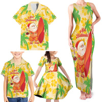 Aloha Hawaii Christmas Family Matching Tank Maxi Dress and Hawaiian Shirt Mele Kalikimaka Funny Santa Palaka Quilt Motifs LT14 - Polynesian Pride