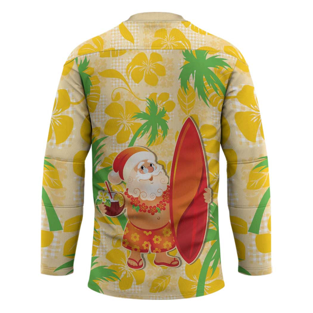 Aloha Hawaii Christmas Hockey Jersey Mele Kalikimaka Funny Santa Palaka Quilt Motifs - Polynesian Pride