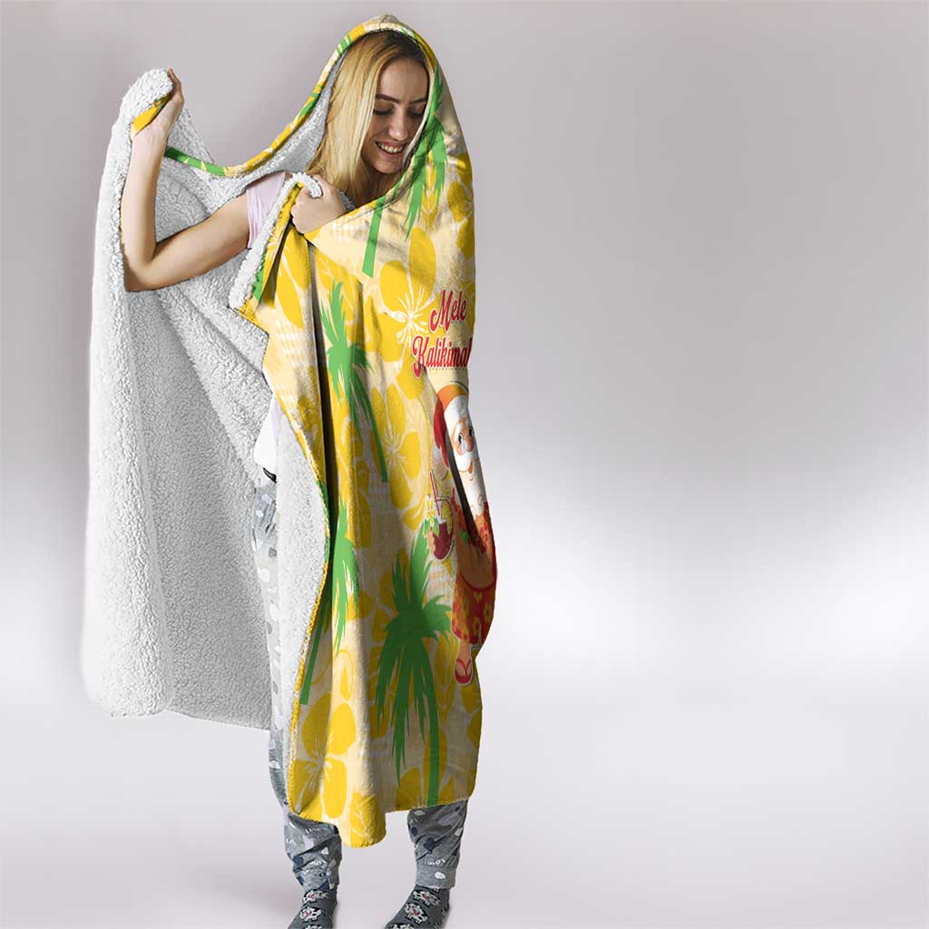Aloha Hawaii Christmas Hooded Blanket Mele Kalikimaka Funny Santa Palaka Quilt Motifs - Polynesian Pride