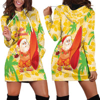 Aloha Hawaii Christmas Hoodie Dress Mele Kalikimaka Funny Santa Palaka Quilt Motifs LT14 - Polynesian Pride