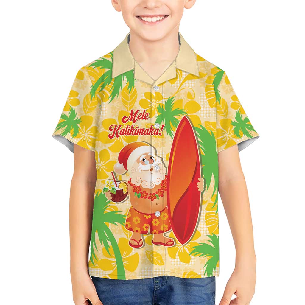 Aloha Hawaii Christmas Kid Hawaiian Shirt Mele Kalikimaka Funny Santa Palaka Quilt Motifs LT14 Kid Yellow - Polynesian Pride