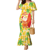 Aloha Hawaii Christmas Mermaid Dress Mele Kalikimaka Funny Santa Palaka Quilt Motifs LT14 Women Yellow - Polynesian Pride