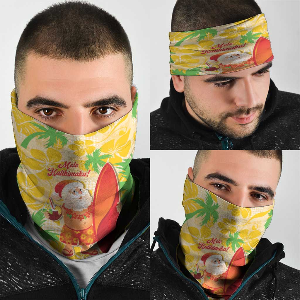 Aloha Hawaii Christmas Neck Gaiter Mele Kalikimaka Funny Santa Palaka Quilt Motifs - Polynesian Pride