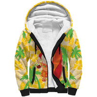 Aloha Hawaii Christmas Sherpa Hoodie Mele Kalikimaka Funny Santa Palaka Quilt Motifs LT14 Unisex Yellow - Polynesian Pride