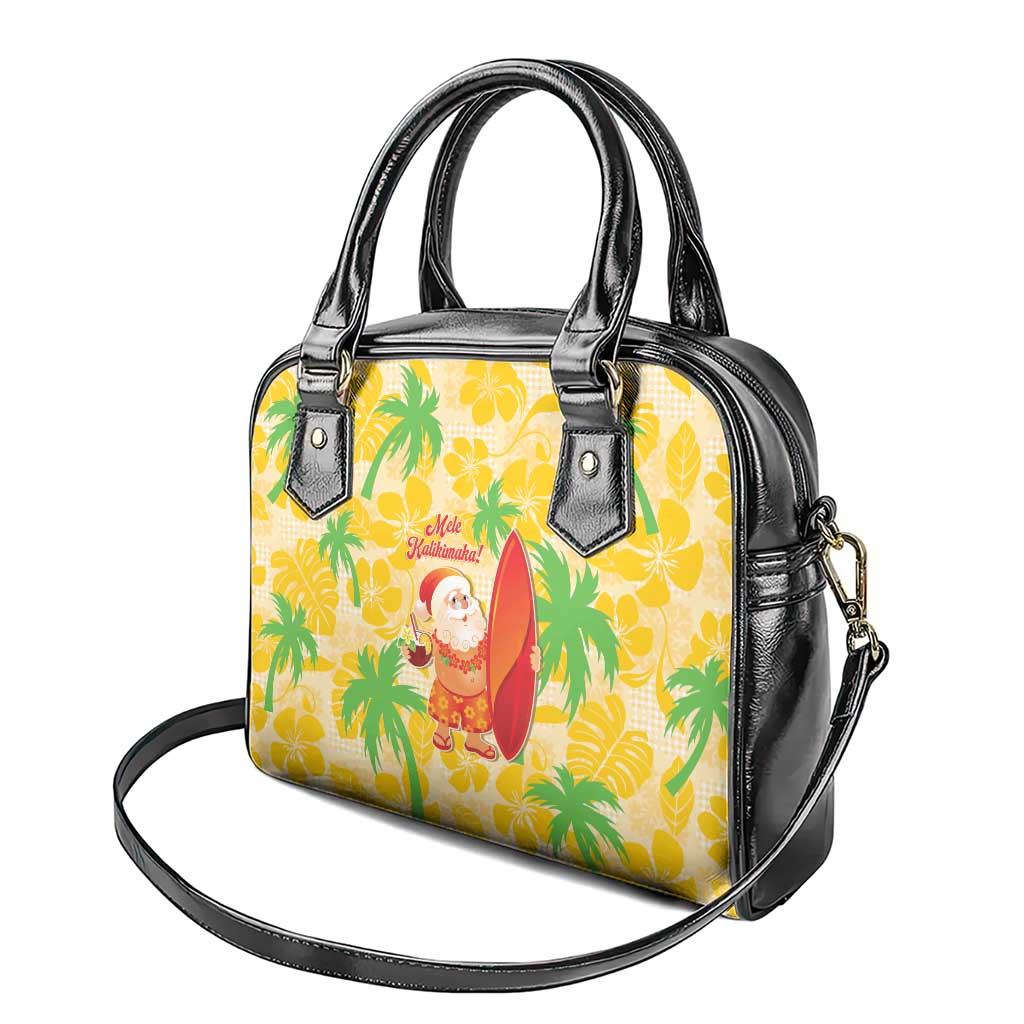 Aloha Hawaii Christmas Shoulder Handbag Mele Kalikimaka Funny Santa Palaka Quilt Motifs - Polynesian Pride
