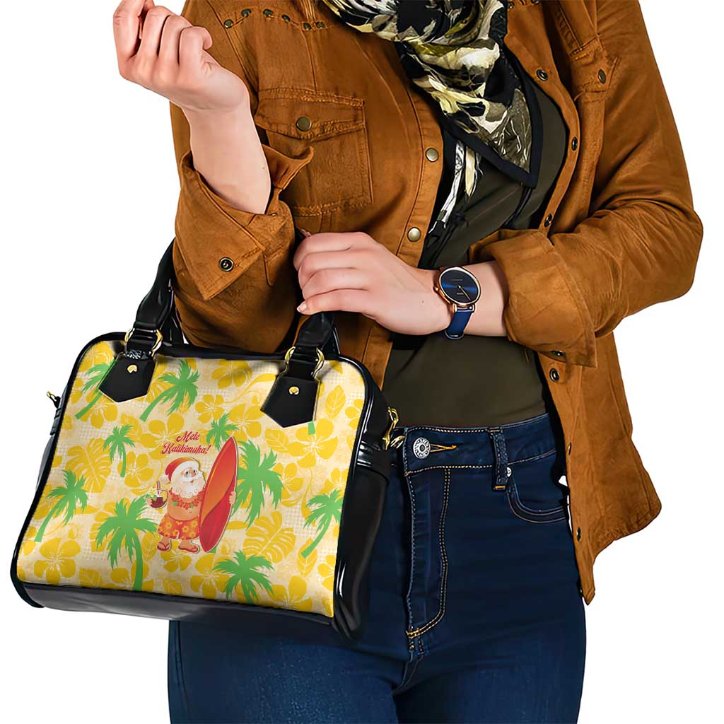 Aloha Hawaii Christmas Shoulder Handbag Mele Kalikimaka Funny Santa Palaka Quilt Motifs - Polynesian Pride