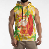 Aloha Hawaii Christmas Sleeveless Hoodie Mele Kalikimaka Funny Santa Palaka Quilt Motifs LT14 - Polynesian Pride