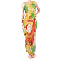 Aloha Hawaii Christmas Tank Maxi Dress Mele Kalikimaka Funny Santa Palaka Quilt Motifs LT14 Women Yellow - Polynesian Pride