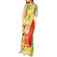 Aloha Hawaii Christmas Tank Maxi Dress Mele Kalikimaka Funny Santa Palaka Quilt Motifs LT14 - Polynesian Pride
