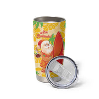 Aloha Hawaii Christmas Tumbler Cup Mele Kalikimaka Funny Santa Palaka Quilt Motifs - Polynesian Pride