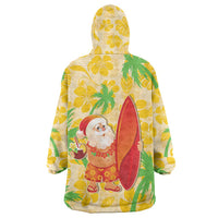 Aloha Hawaii Christmas Wearable Blanket Hoodie Mele Kalikimaka Funny Santa Palaka Quilt Motifs LT14 - Polynesian Pride