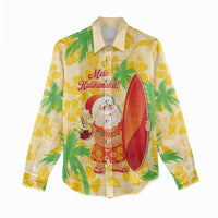 Aloha Hawaii Christmas Women Casual Shirt Mele Kalikimaka Funny Santa Palaka Quilt Motifs LT14 - Polynesian Pride