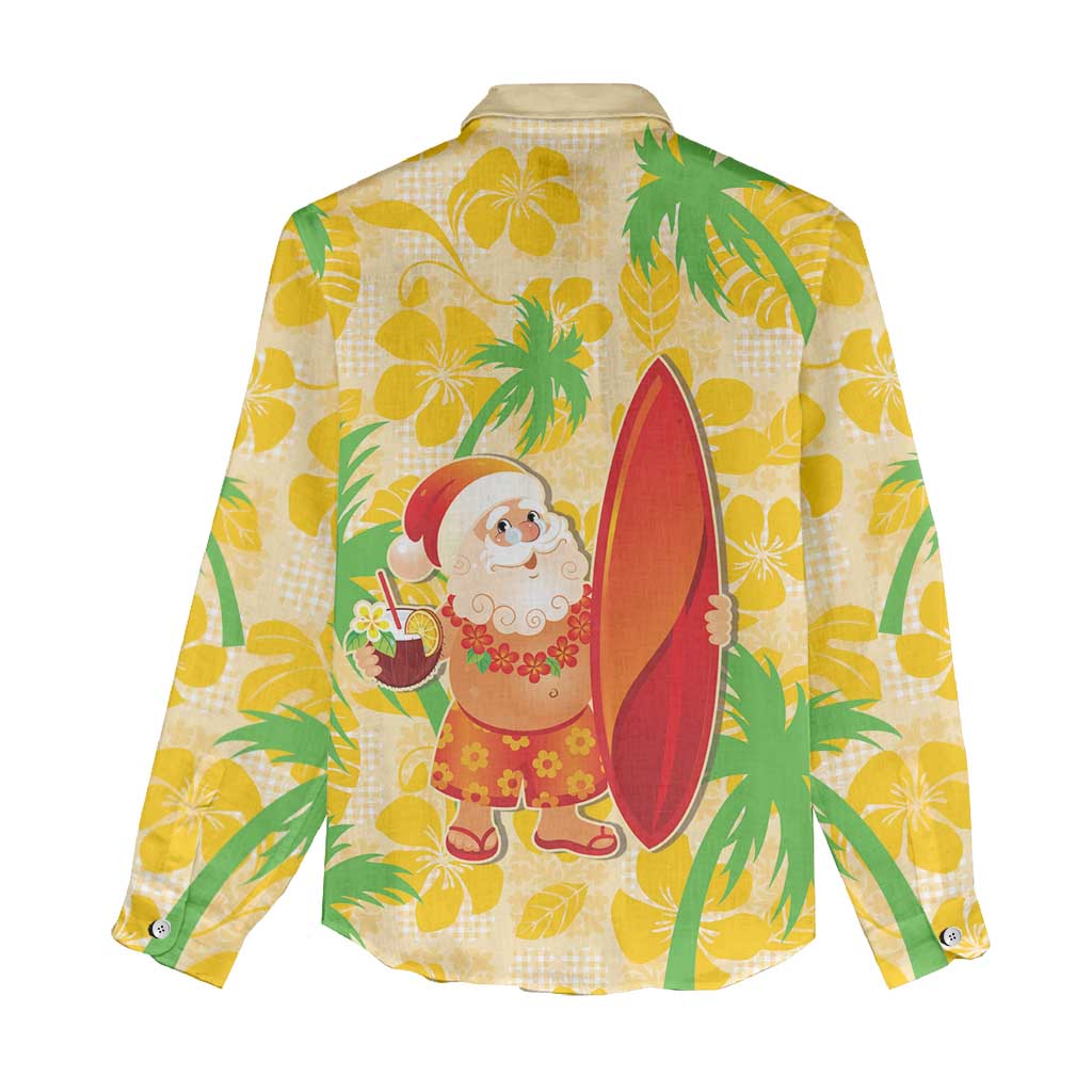 Aloha Hawaii Christmas Women Casual Shirt Mele Kalikimaka Funny Santa Palaka Quilt Motifs LT14 - Polynesian Pride