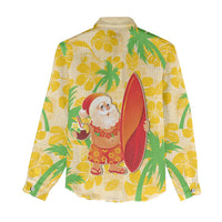 Aloha Hawaii Christmas Women Casual Shirt Mele Kalikimaka Funny Santa Palaka Quilt Motifs LT14 - Polynesian Pride