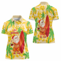 Aloha Hawaii Christmas Women Polo Shirt Mele Kalikimaka Funny Santa Palaka Quilt Motifs LT14 - Polynesian Pride