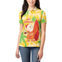 Aloha Hawaii Christmas Women Polo Shirt Mele Kalikimaka Funny Santa Palaka Quilt Motifs LT14 - Polynesian Pride