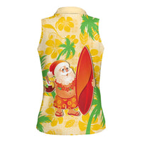 Aloha Hawaii Christmas Women Sleeveless Polo Shirt Mele Kalikimaka Funny Santa Palaka Quilt Motifs LT14 - Polynesian Pride