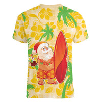 Aloha Hawaii Christmas Women V-Neck T-Shirt Mele Kalikimaka Funny Santa Palaka Quilt Motifs LT14 - Polynesian Pride