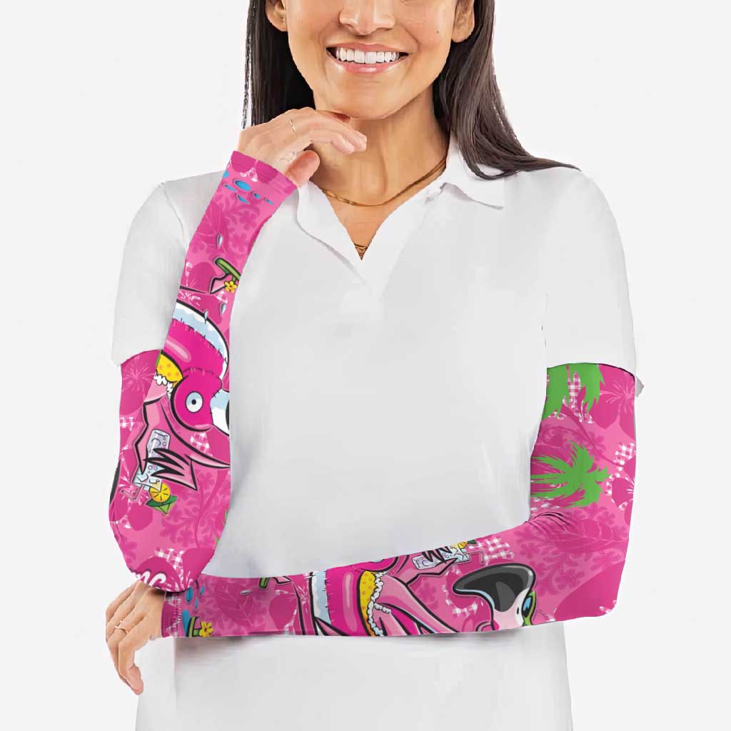Aloha Hawaii Christmas Arm Sleeves Mele Kalikimaka Chill Flamingo Palaka Quilt Motifs - Polynesian Pride