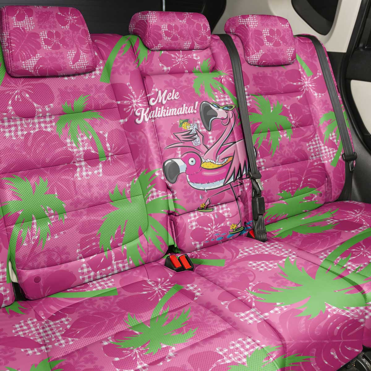 Aloha Hawaii Christmas Back Car Seat Cover Mele Kalikimaka Chill Flamingo Palaka Quilt Motifs LT14 - Polynesian Pride