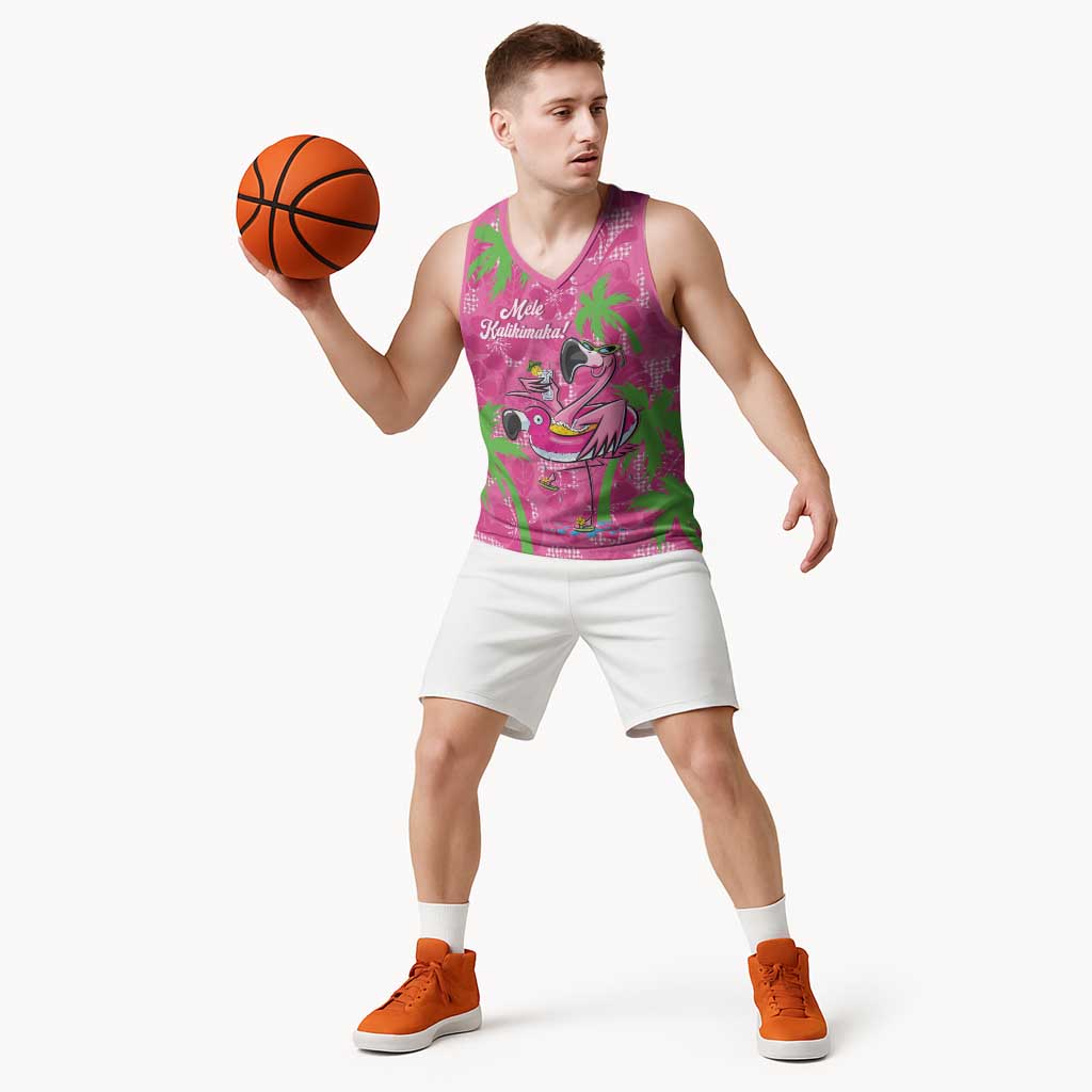 Aloha Hawaii Christmas Basketball Jersey Mele Kalikimaka Chill Flamingo Palaka Quilt Motifs LT14 - Polynesian Pride
