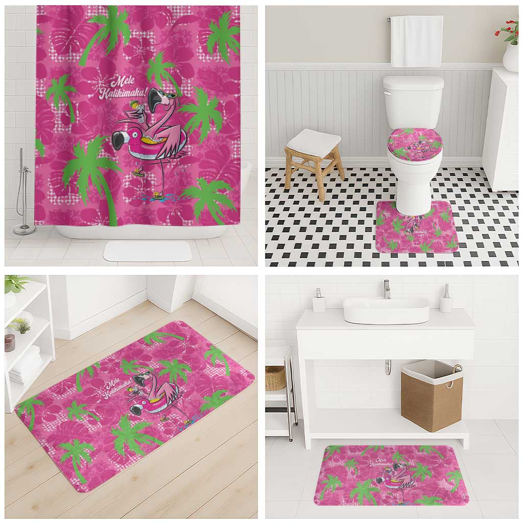 Aloha Hawaii Christmas Bathroom Set Mele Kalikimaka Chill Flamingo Palaka Quilt Motifs - Polynesian Pride