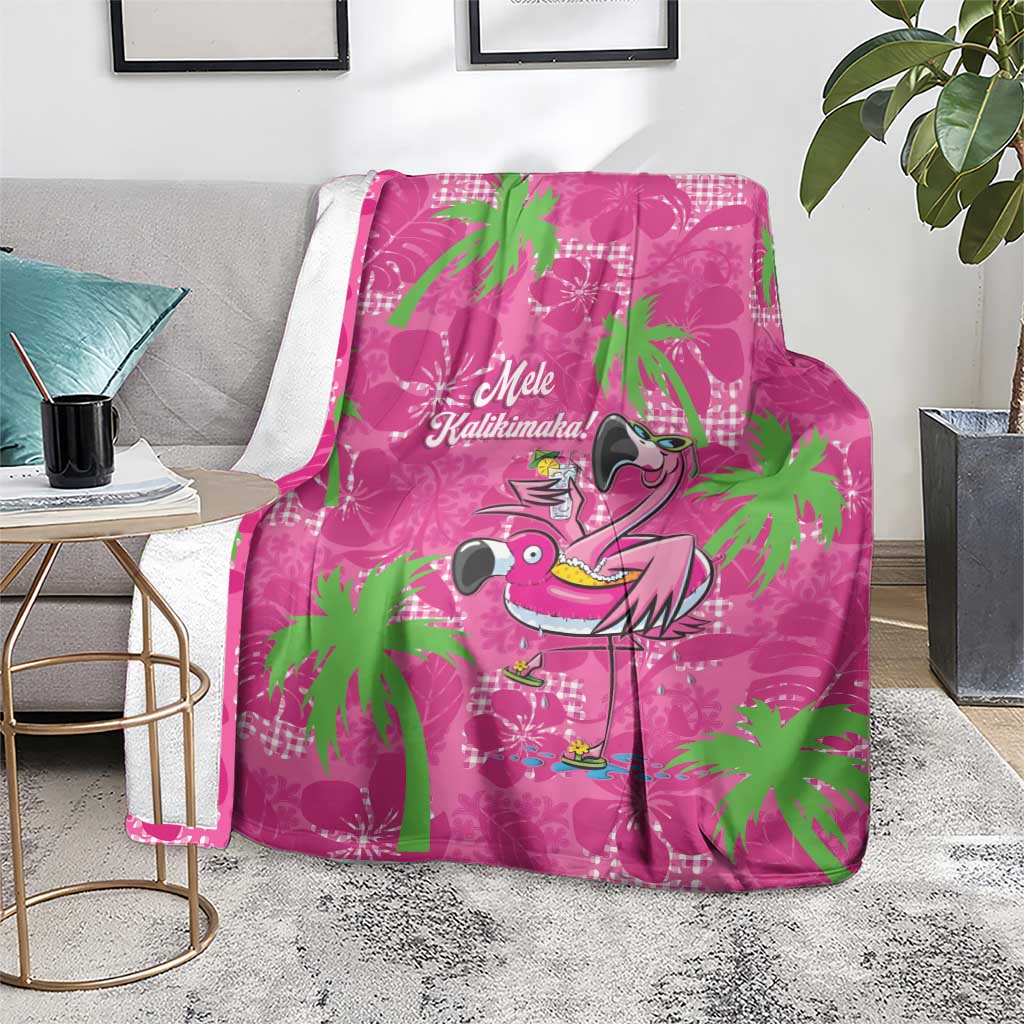 Aloha Hawaii Christmas Blanket Mele Kalikimaka Chill Flamingo Palaka Quilt Motifs - Polynesian Pride