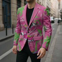 Aloha Hawaii Christmas Blazer Mele Kalikimaka Chill Flamingo Palaka Quilt Motifs - Polynesian Pride