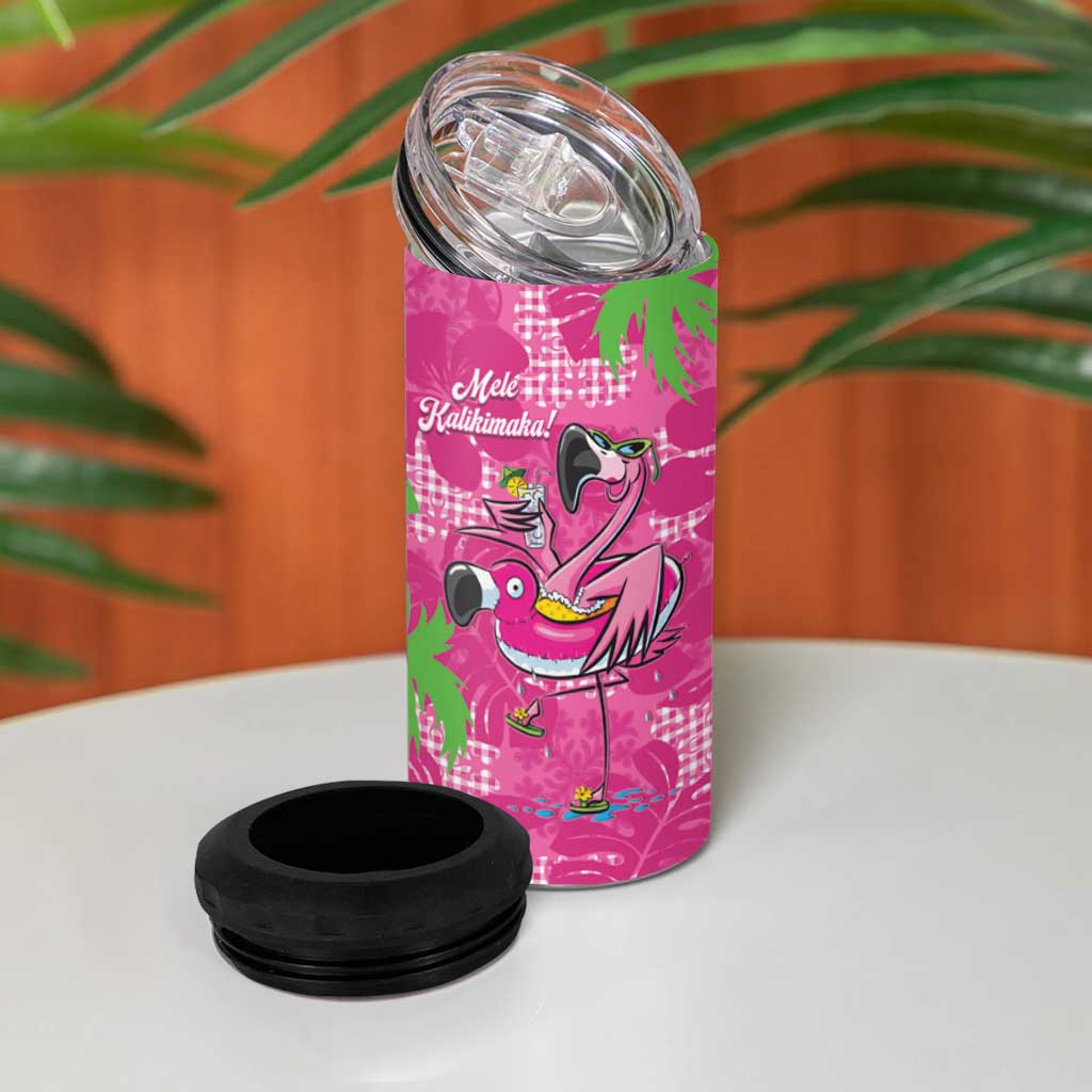 Aloha Hawaii Christmas 4 in 1 Can Cooler Tumbler Mele Kalikimaka Chill Flamingo Palaka Quilt Motifs LT14 - Polynesian Pride