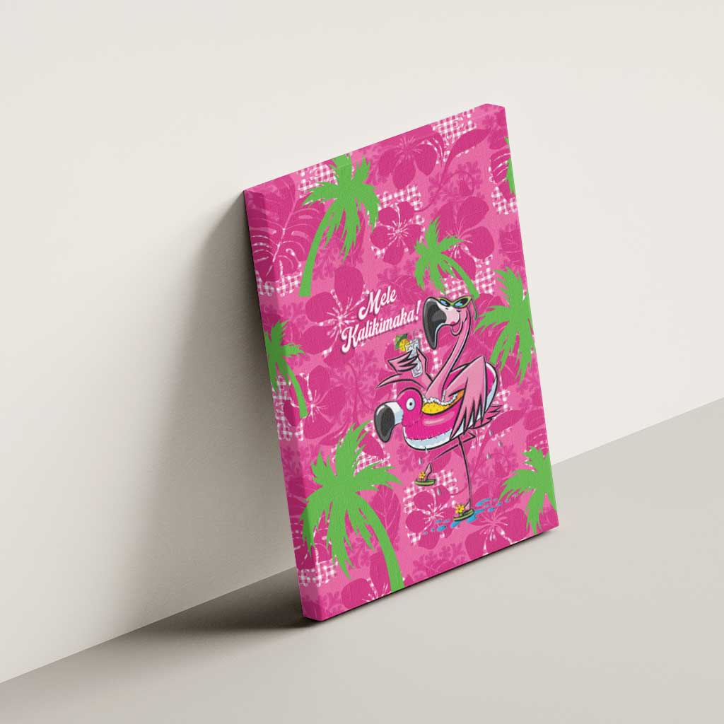 Aloha Hawaii Christmas Canvas Wall Art Mele Kalikimaka Chill Flamingo Palaka Quilt Motifs - Polynesian Pride