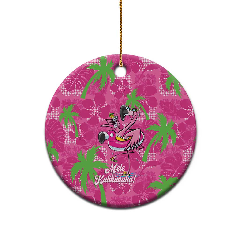 Aloha Hawaii Christmas Ceramic Ornament Mele Kalikimaka Chill Flamingo Palaka Quilt Motifs - Polynesian Pride