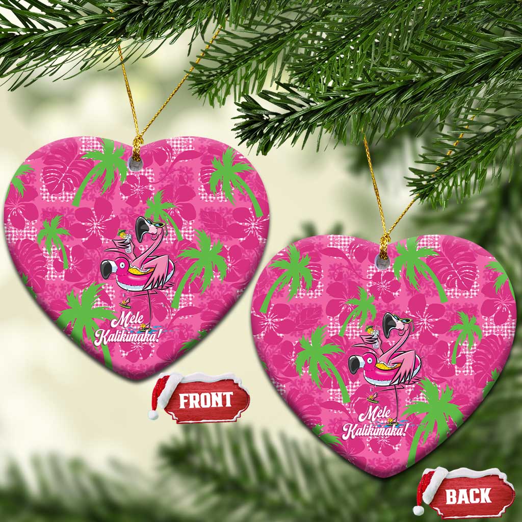 Aloha Hawaii Christmas Ceramic Ornament Mele Kalikimaka Chill Flamingo Palaka Quilt Motifs - Polynesian Pride