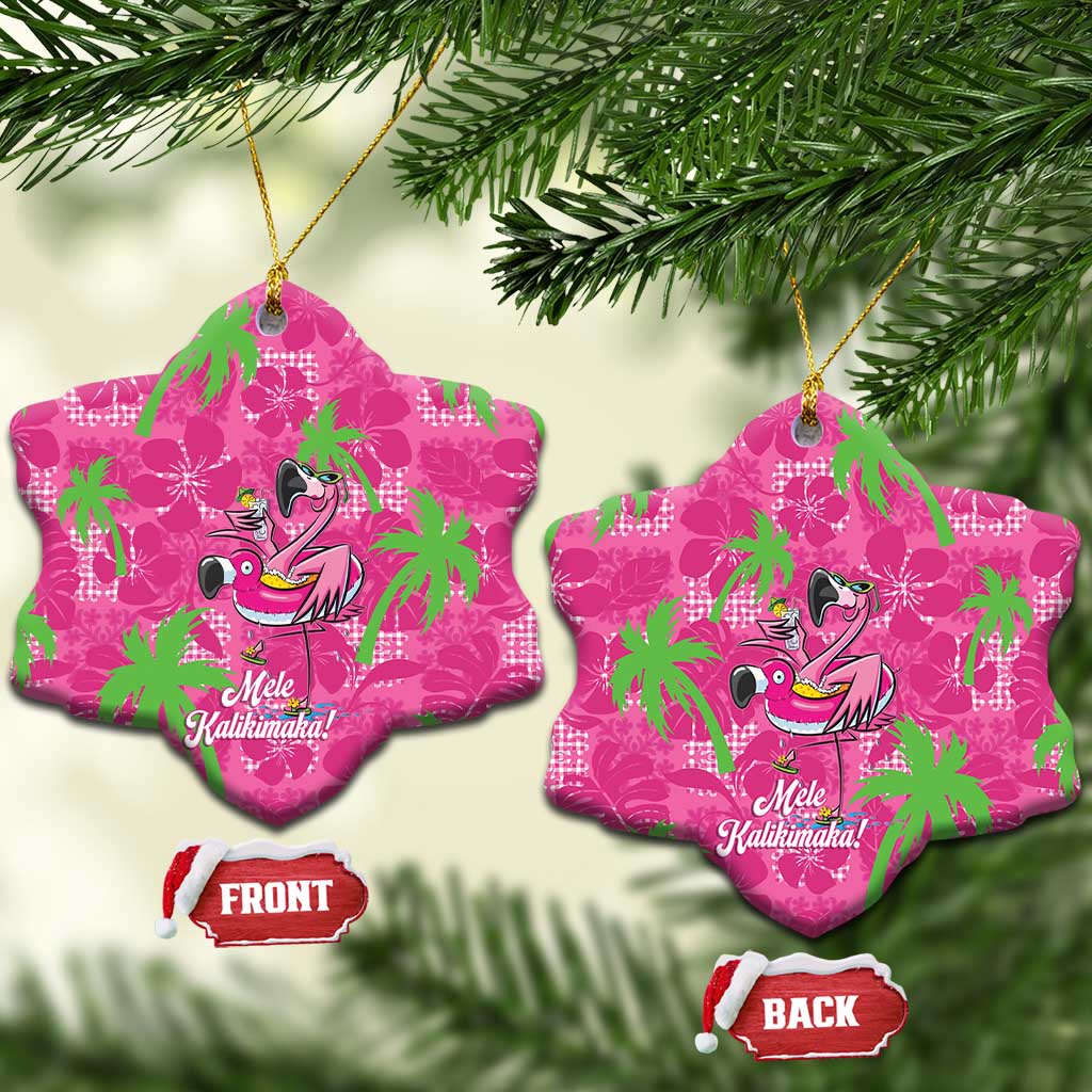 Aloha Hawaii Christmas Ceramic Ornament Mele Kalikimaka Chill Flamingo Palaka Quilt Motifs - Polynesian Pride
