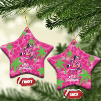 Aloha Hawaii Christmas Ceramic Ornament Mele Kalikimaka Chill Flamingo Palaka Quilt Motifs - Polynesian Pride