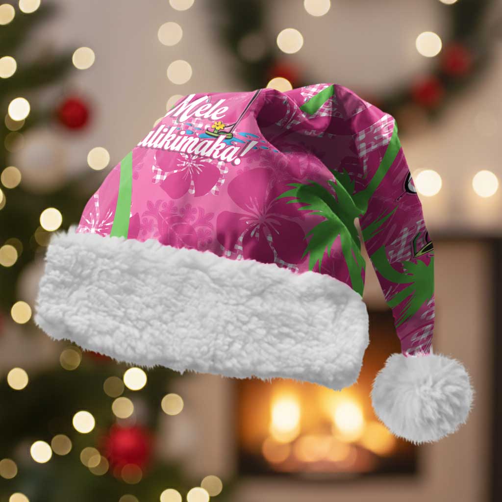 Aloha Hawaii Christmas Santa Hat Mele Kalikimaka Chill Flamingo Palaka Quilt Motifs - Polynesian Pride