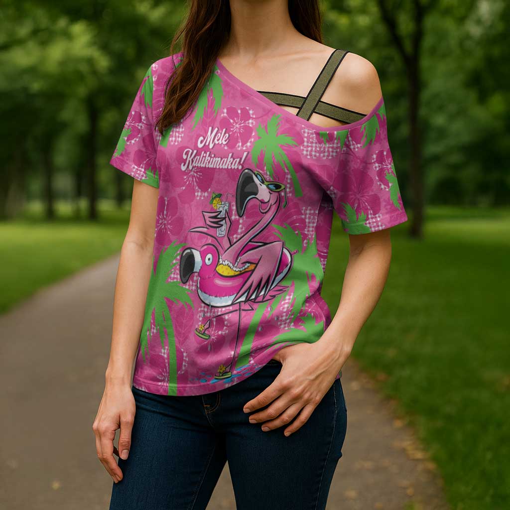 Aloha Hawaii Christmas Cross Shoulder Shirt Mele Kalikimaka Chill Flamingo Palaka Quilt Motifs LT14 - Polynesian Pride