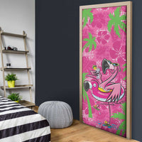Aloha Hawaii Christmas Door Cover Mele Kalikimaka Chill Flamingo Palaka Quilt Motifs LT14 - Polynesian Pride